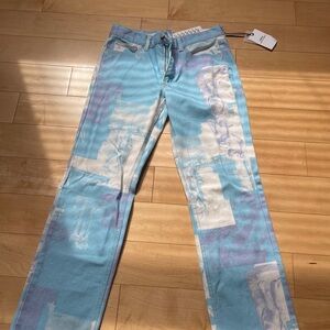 BDG Blue and White Graphic Jeans